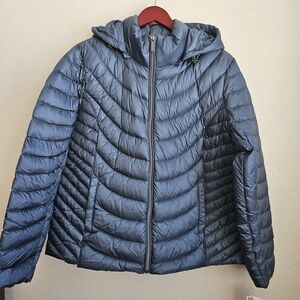 Michael Kors Dark Chambray Hooded Puffer Jacket